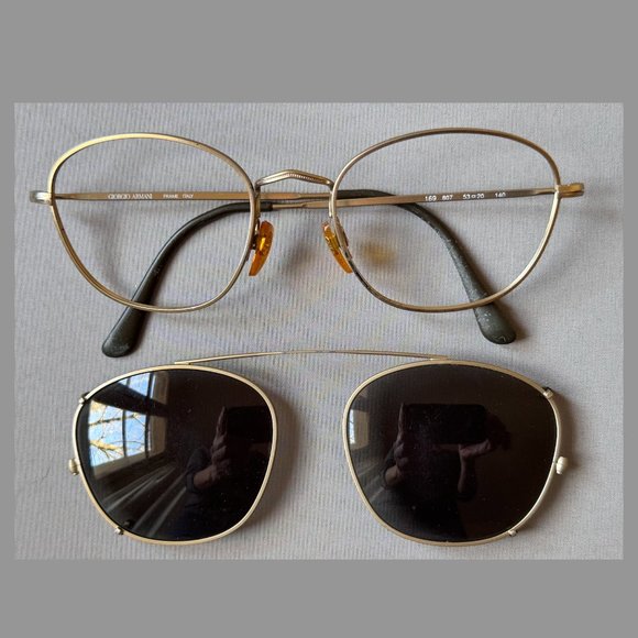 Vintage 90's Gorgio Armani bronze tone eyeglasses - Picture 2 of 12